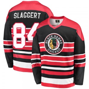 Adult Premier Chicago Blackhawks Landon Slaggert Red/Black Breakaway Heritage Official Fanatics Branded Jersey