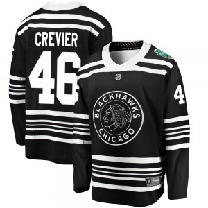 Youth Breakaway Chicago Blackhawks Louis Crevier Black 2019 Winter Classic Official Fanatics Branded Jersey