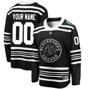 Youth Breakaway Chicago Blackhawks Custom Black Custom 2019 Winter Classic Official Fanatics Branded Jersey