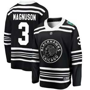 Youth Breakaway Chicago Blackhawks Keith Magnuson Black 2019 Winter Classic Official Fanatics Branded Jersey