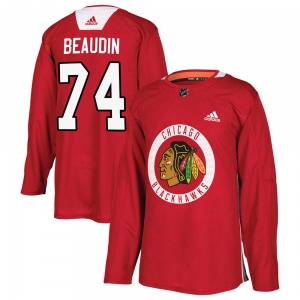 Adult Authentic Chicago Blackhawks Nicolas Beaudin Red ized Home Practice Official Adidas Jersey