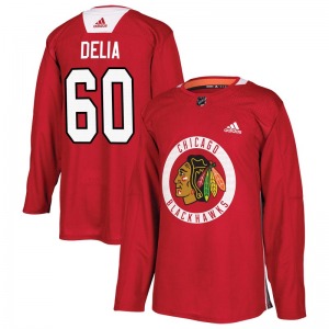 Adult Authentic Chicago Blackhawks Collin Delia Red Home Practice Official Adidas Jersey