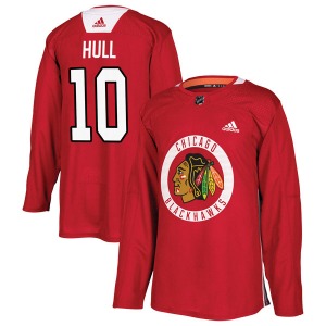 Adult Authentic Chicago Blackhawks Dennis Hull Red Home Practice Official Adidas Jersey