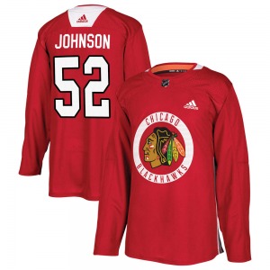 Adult Authentic Chicago Blackhawks Reese Johnson Red Home Practice Official Adidas Jersey
