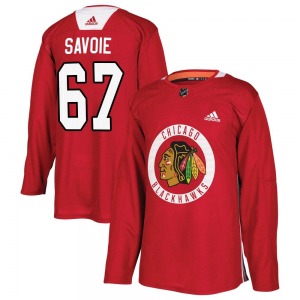 Adult Authentic Chicago Blackhawks Samuel Savoie Red Home Practice Official Adidas Jersey