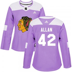 Women's Authentic Chicago Blackhawks Nolan Allan Purple Fights Cancer Practice Official Adidas Jersey