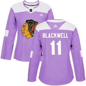 Women's Authentic Chicago Blackhawks Colin Blackwell Purple Fights Cancer Practice Official Adidas Jersey
