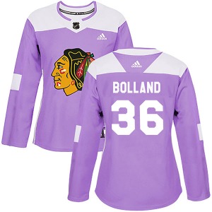 Women's Authentic Chicago Blackhawks Dave Bolland Purple Fights Cancer Practice Official Adidas Jersey