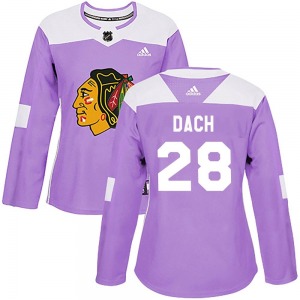 Women's Authentic Chicago Blackhawks Colton Dach Purple Fights Cancer Practice Official Adidas Jersey