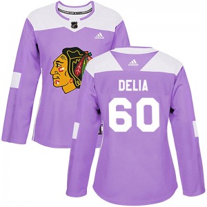 Women's Authentic Chicago Blackhawks Collin Delia Purple Fights Cancer Practice Official Adidas Jersey