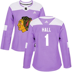 Women's Authentic Chicago Blackhawks Glenn Hall Purple Fights Cancer Practice Official Adidas Jersey