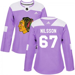 Women's Authentic Chicago Blackhawks Jacob Nilsson Purple Fights Cancer Practice Official Adidas Jersey