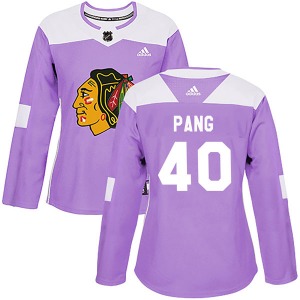 Women's Authentic Chicago Blackhawks Darren Pang Purple Fights Cancer Practice Official Adidas Jersey