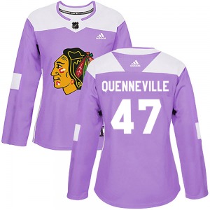 Women's Authentic Chicago Blackhawks John Quenneville Purple ized Fights Cancer Practice Official Adidas Jersey
