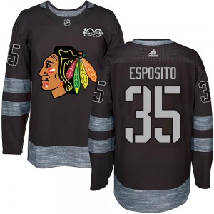 Adult Authentic Chicago Blackhawks Tony Esposito Black 1917-2017 100th Anniversary Official Jersey