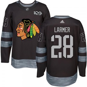 Adult Authentic Chicago Blackhawks Steve Larmer Black 1917-2017 100th Anniversary Official Jersey