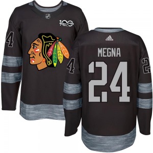 Adult Authentic Chicago Blackhawks Jaycob Megna Black 1917-2017 100th Anniversary Official Jersey