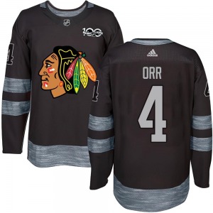 Adult Authentic Chicago Blackhawks Bobby Orr Black 1917-2017 100th Anniversary Official Jersey