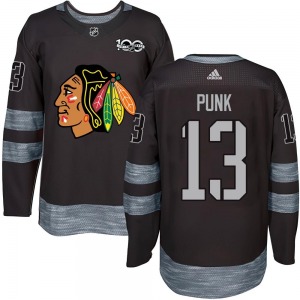 Adult Authentic Chicago Blackhawks CM Punk Black 1917-2017 100th Anniversary Official Jersey