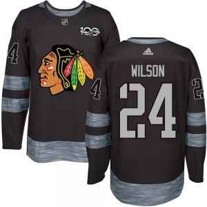 Adult Authentic Chicago Blackhawks Doug Wilson Black 1917-2017 100th Anniversary Official Jersey