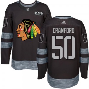 Youth Authentic Chicago Blackhawks Corey Crawford Black 1917-2017 100th Anniversary Official Jersey