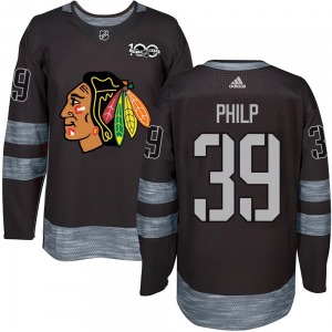 Youth Authentic Chicago Blackhawks Luke Philp Black 1917-2017 100th Anniversary Official Jersey