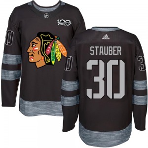 Youth Authentic Chicago Blackhawks Jaxson Stauber Black 1917-2017 100th Anniversary Official Jersey