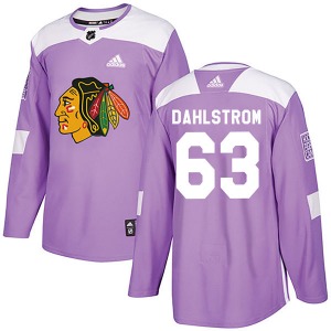 Adult Authentic Chicago Blackhawks Carl Dahlstrom Purple Fights Cancer Practice Official Adidas Jersey