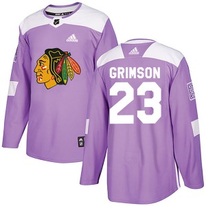 Adult Authentic Chicago Blackhawks Stu Grimson Purple Fights Cancer Practice Official Adidas Jersey
