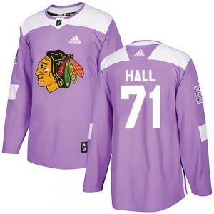 Adult Authentic Chicago Blackhawks Taylor Hall Purple Fights Cancer Practice Official Adidas Jersey