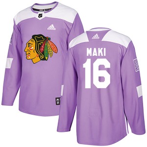 Adult Authentic Chicago Blackhawks Chico Maki Purple Fights Cancer Practice Official Adidas Jersey