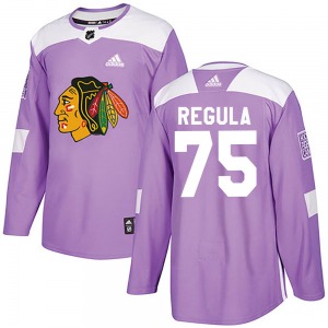 Adult Authentic Chicago Blackhawks Alec Regula Purple Fights Cancer Practice Official Adidas Jersey
