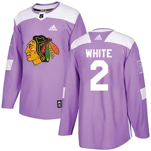 Adult Authentic Chicago Blackhawks Bill White Purple Fights Cancer Practice Official Adidas Jersey