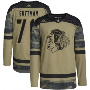 Adult Authentic Chicago Blackhawks Cole Guttman Camo Military Appreciation Practice Official Adidas Jersey