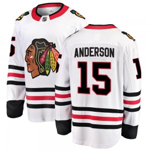 Youth Breakaway Chicago Blackhawks Joey Anderson White Away Official Fanatics Branded Jersey