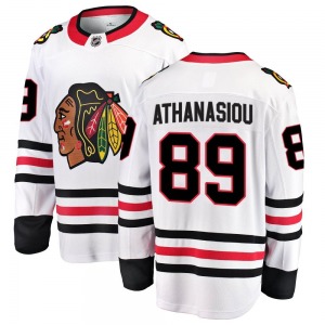 Youth Breakaway Chicago Blackhawks Andreas Athanasiou White Away Official Fanatics Branded Jersey