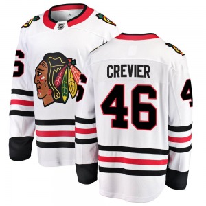Youth Breakaway Chicago Blackhawks Louis Crevier White Away Official Fanatics Branded Jersey