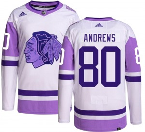 Youth Authentic Chicago Blackhawks Zach Andrews Hockey Fights Cancer Official Adidas Jersey