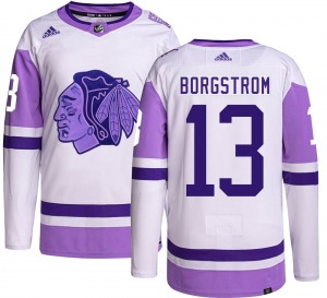 Youth Authentic Chicago Blackhawks Henrik Borgstrom Hockey Fights Cancer Official Adidas Jersey