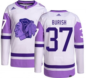 Youth Authentic Chicago Blackhawks Adam Burish Hockey Fights Cancer Official Adidas Jersey