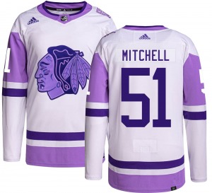 Youth Authentic Chicago Blackhawks Ian Mitchell Hockey Fights Cancer Official Adidas Jersey