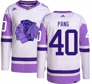 Youth Authentic Chicago Blackhawks Darren Pang Hockey Fights Cancer Official Adidas Jersey