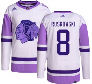 Youth Authentic Chicago Blackhawks Terry Ruskowski Hockey Fights Cancer Official Adidas Jersey