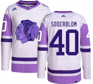 Youth Authentic Chicago Blackhawks Arvid Soderblom Hockey Fights Cancer Official Adidas Jersey