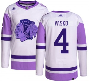 Youth Authentic Chicago Blackhawks Elmer Vasko Hockey Fights Cancer Official Adidas Jersey
