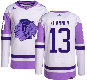 Youth Authentic Chicago Blackhawks Alex Zhamnov Hockey Fights Cancer Official Adidas Jersey