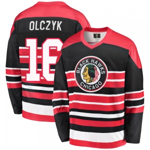 Youth Premier Chicago Blackhawks Ed Olczyk Red/Black Breakaway Heritage Official Fanatics Branded Jersey