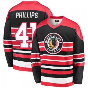 Youth Premier Chicago Blackhawks Isaak Phillips Red/Black Breakaway Heritage Official Fanatics Branded Jersey