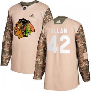 Adult Authentic Chicago Blackhawks Nolan Allan Camo Veterans Day Practice Official Adidas Jersey