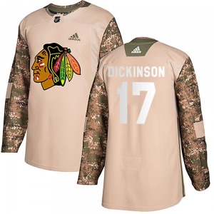 Adult Authentic Chicago Blackhawks Jason Dickinson Camo Veterans Day Practice Official Adidas Jersey